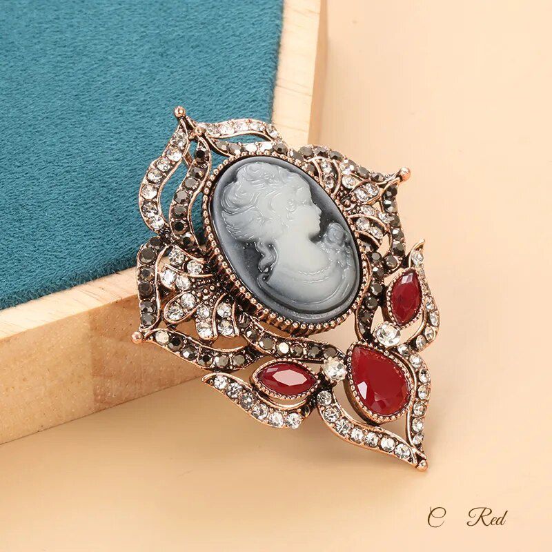 カメオ ブローチ エレガント アンティーク調 ゴールド ブラック