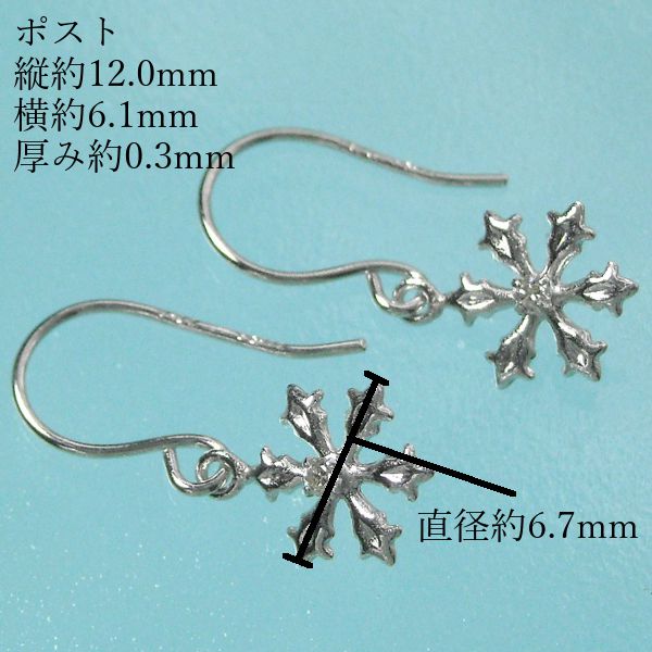 ピアス 雪の結晶 揺れるタイプ スノー フック 天然ダイヤモンド 4月