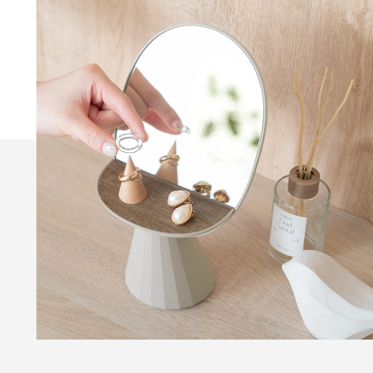 鏡 卓上ミラー 卓上鏡 フラワーベース 一輪挿し 花瓶 メイク 小物入れ