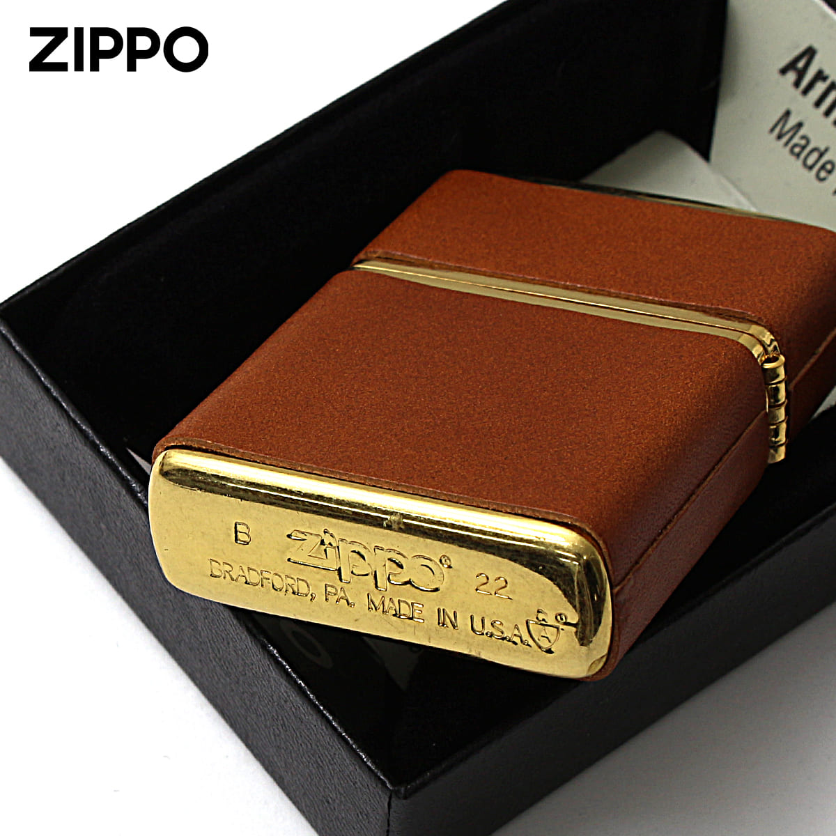 ZIPPO（ジッポー） ジッポライター アーマー 革巻き 牛革 ジッポ ロゴ