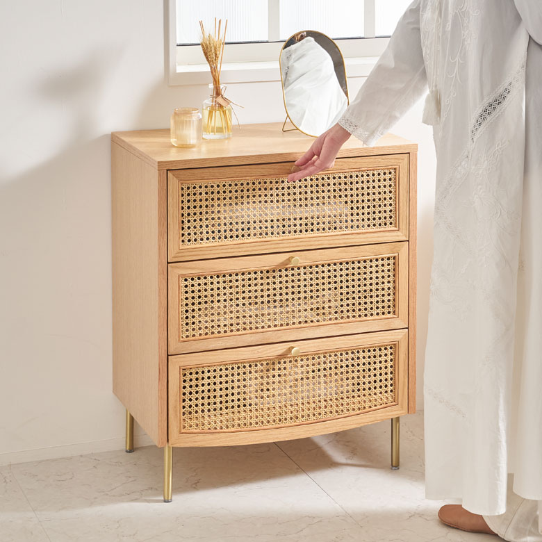 商談中※ ☆ NITORI ☆ニトリ 天然木 キャビネット 飾り棚 籐家具