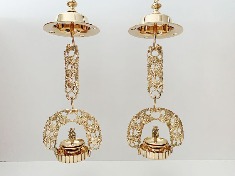 仏具 輪灯 盛菊輪灯 5.5寸 1対 浄土真宗本願寺派 西 : 仏壇職人 関工作