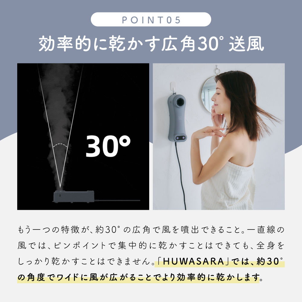 HUWASARA ボディドライヤー ハンズフリー マイナスイオン 床置き