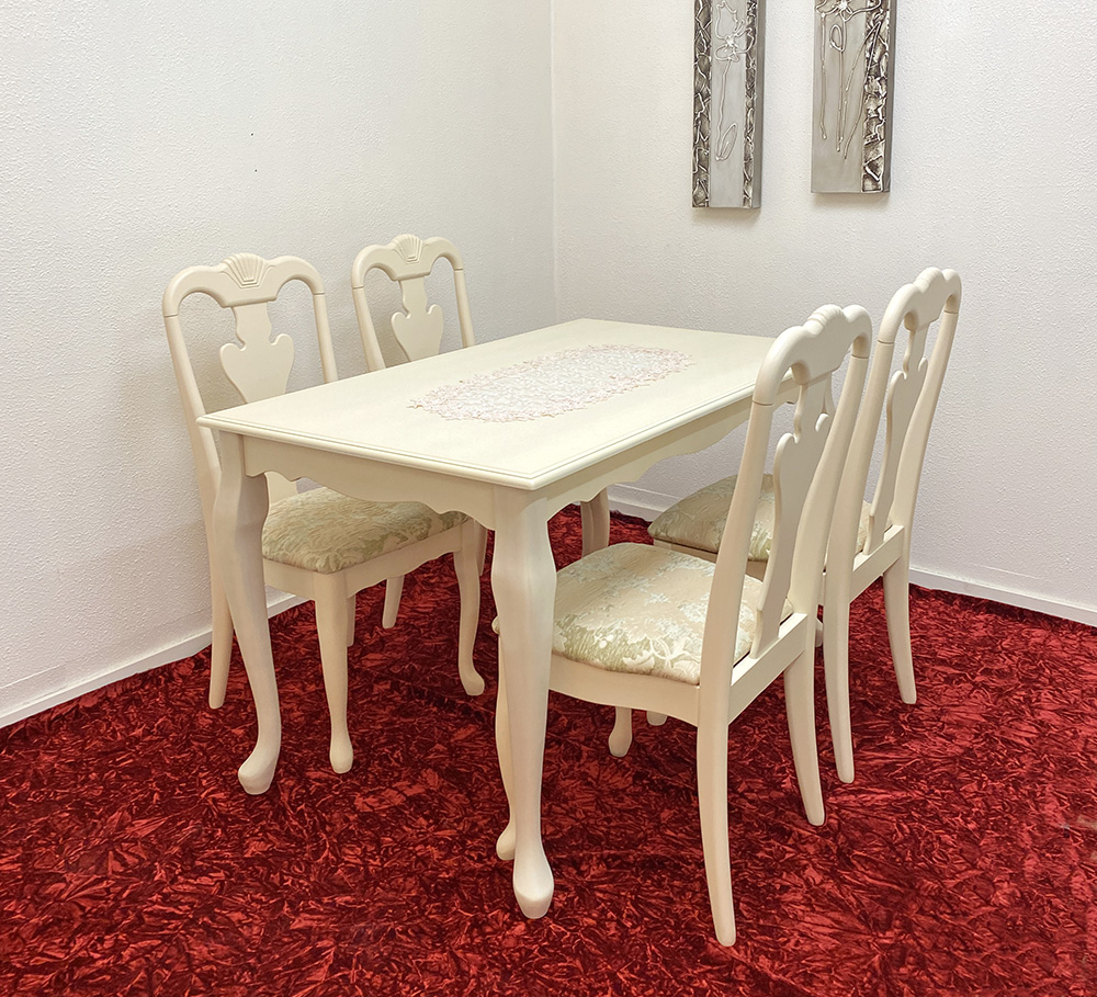 クラシック調 猫脚 4人用ダイニングテーブルセット ヨーロピアン家具