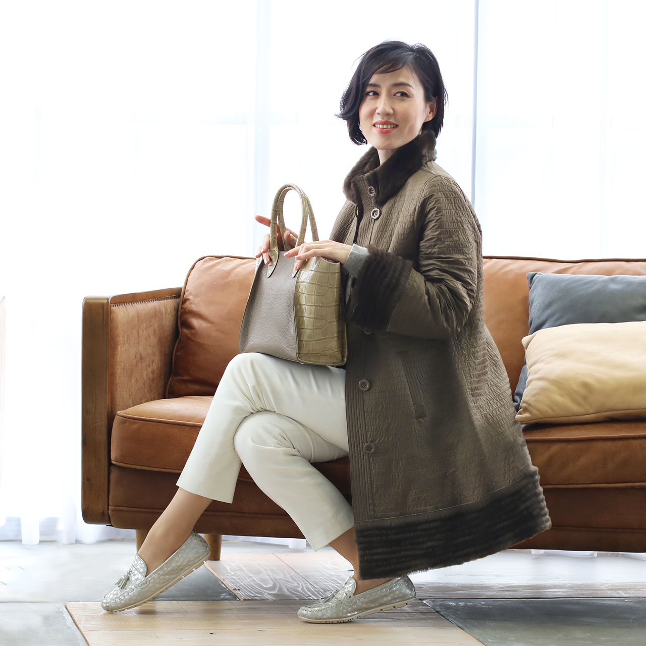 sankyo shokai（三京商会） レディース スタンドカラー コート 内側