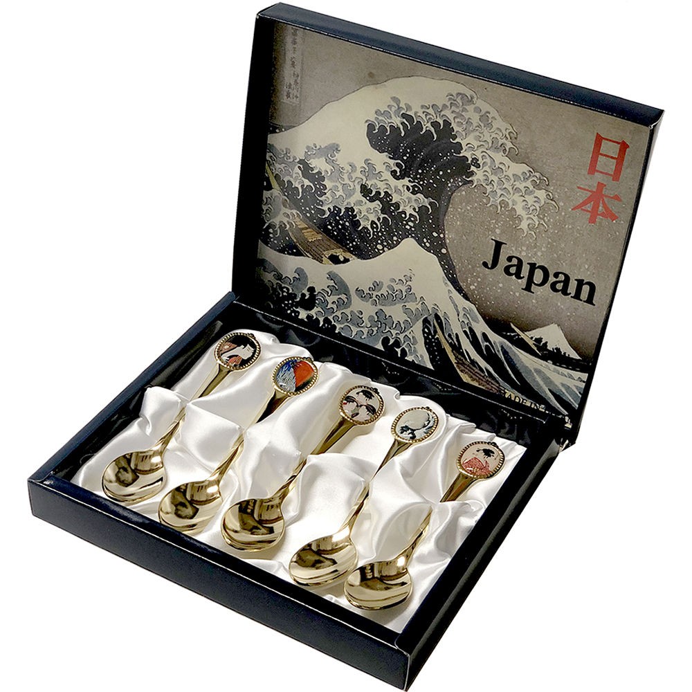 日本のアートスプーン 5本セット 浮世絵 メール便 送料無料 : 日本の