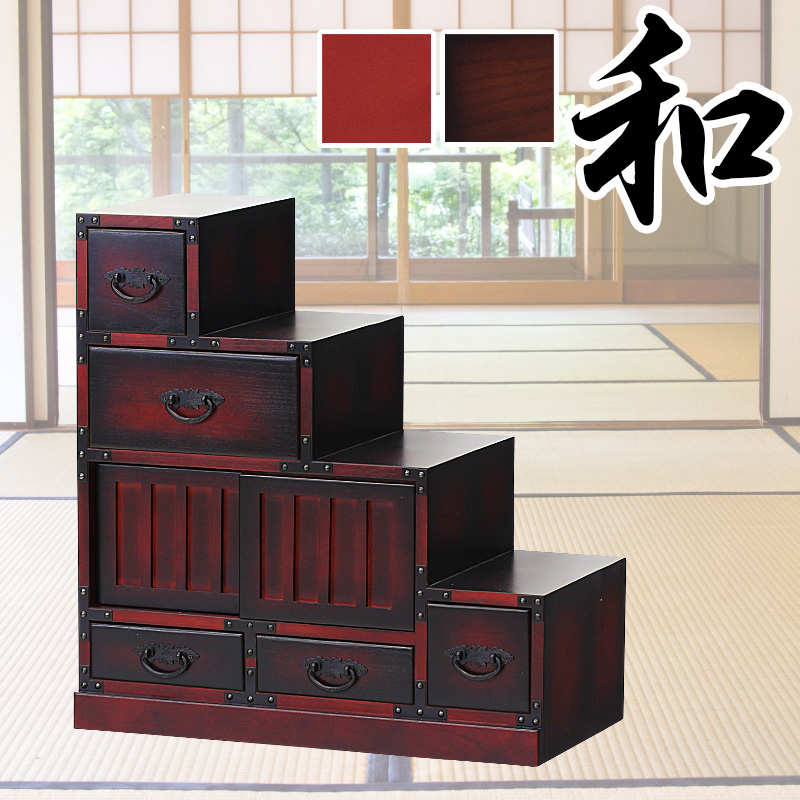 昭和レトロ アンティーク 古家具 道具箱 木製チェスト 4段 タンス 小