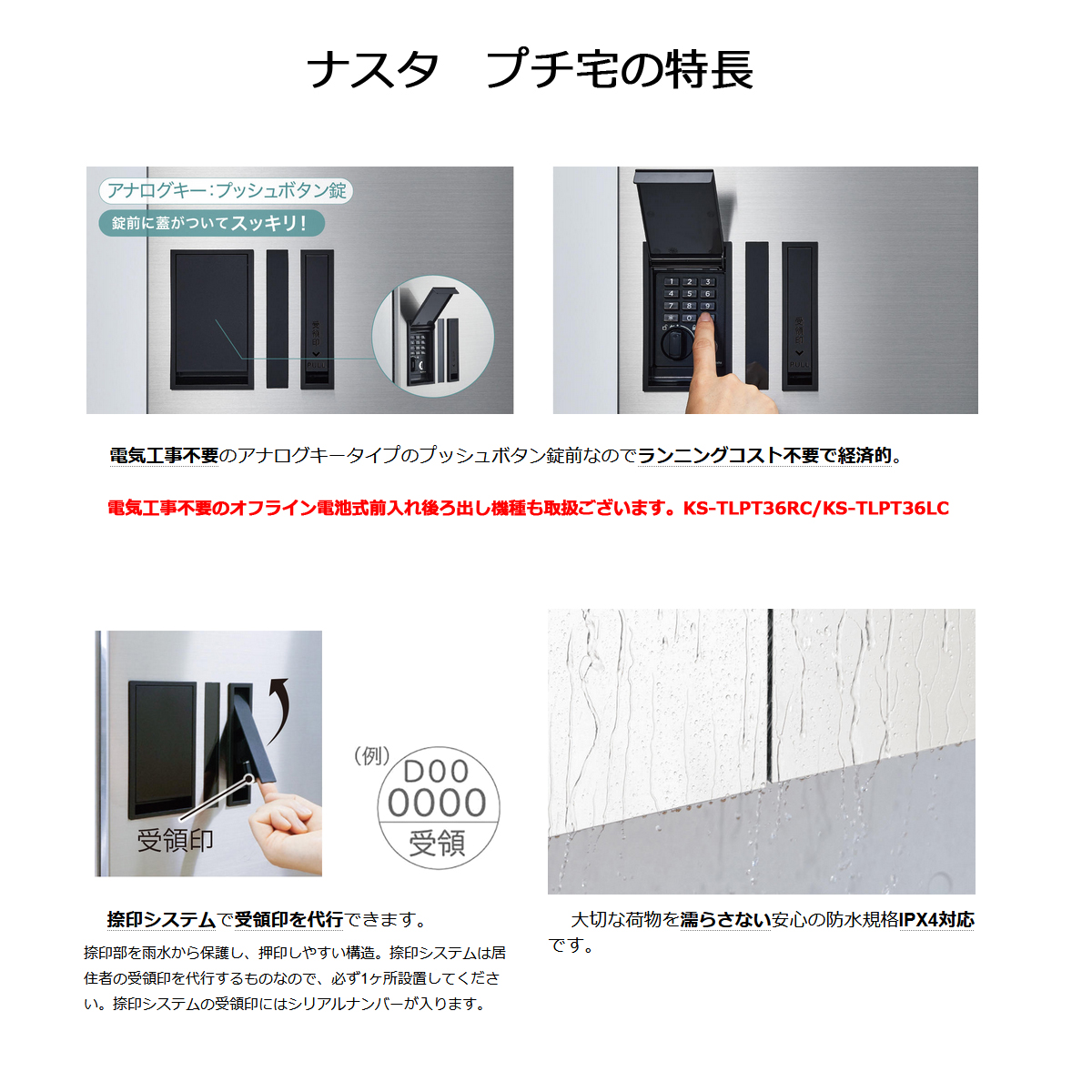 Nasta（ナスタ） KS-TLP36R6AN 捺印付 前入前出 防水タイプ 小型 宅配