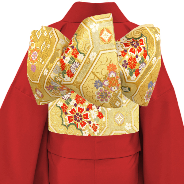 15%分クーポンあり 袋帯 振袖用 浅田叡一織物 仕立て上がり 金色 振袖