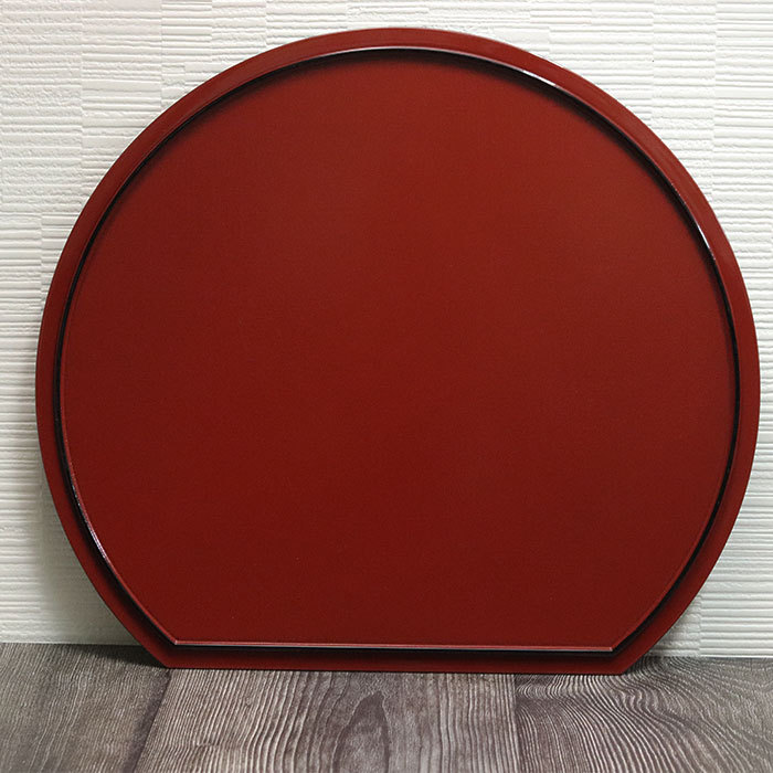 お盆 トレー おしゃれ 両面 半月盆 黒 朱 リバーシブル 両面抗菌加工