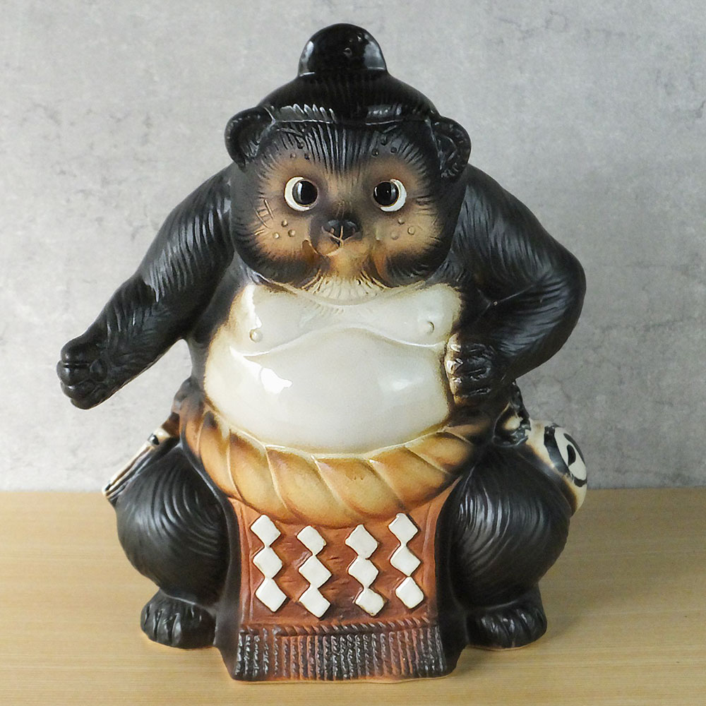 信楽焼 たぬき 狸 置き物 インテリア オブジェ 家具 陶器製 商売繁盛