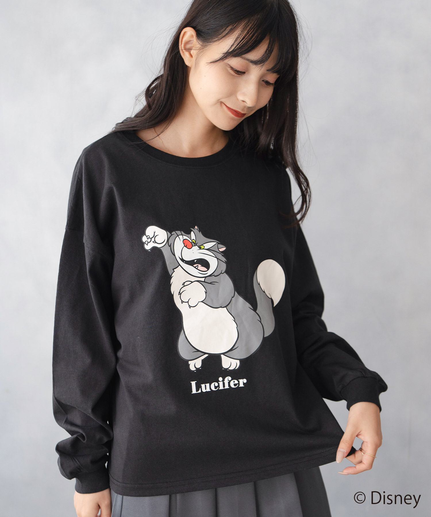 Disney（ディズニー） Tシャツ シンデレラ ルシファー ロングTシャツ