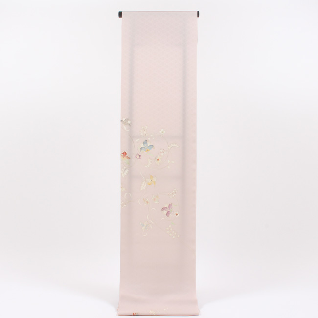 きもの 和 付け下げ 付下げ 着尺 手描き 京友禅 正絹 唐花文様 灰桜色