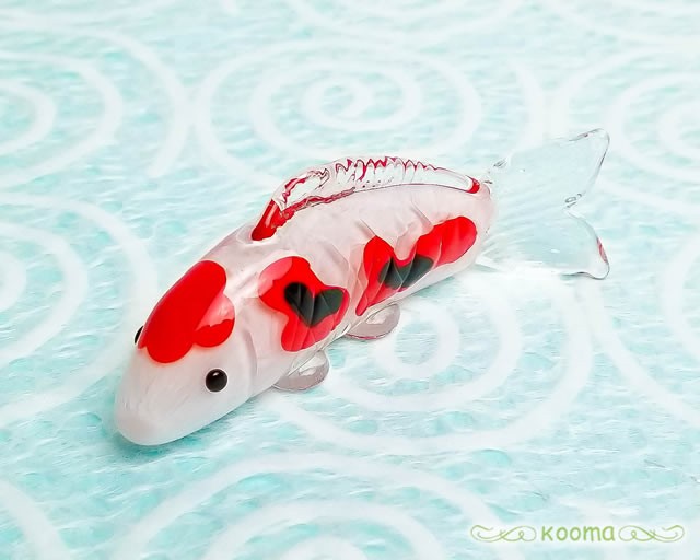 手作りガラス細工 ガラス細工 錦鯉(小) 赤黒 SK317A ミニチュア 鯉