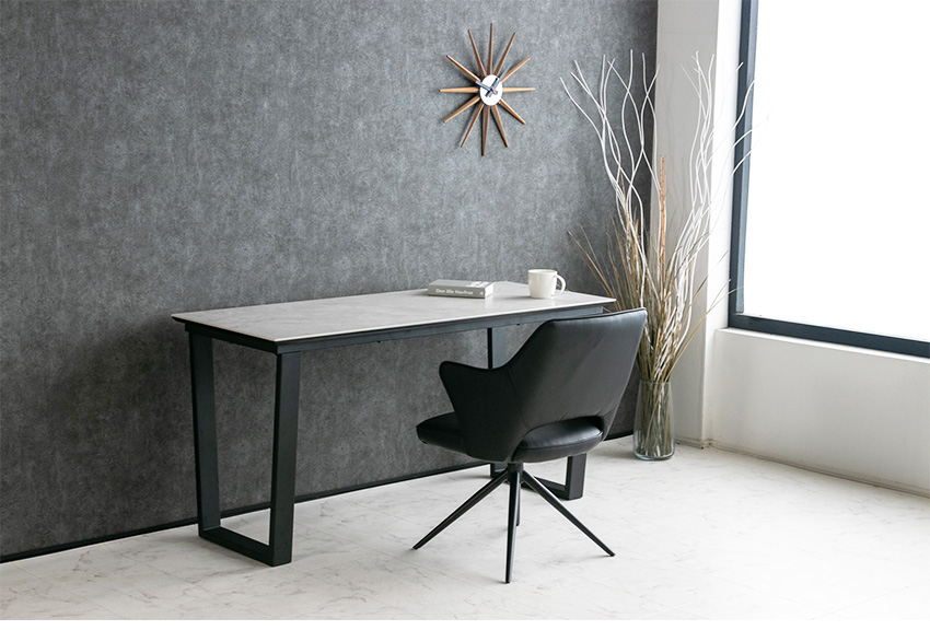 デスク セラミック 大理石柄 机 書斎机 パソコンデスク 高級 アイアン