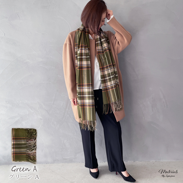 SALE20%OFF】 マフラー チェック レディース 柄 厚手 大判 カシミヤ