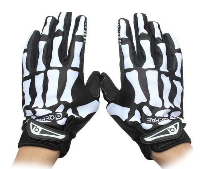 スケルトン手袋 防風防寒 バイク/自転車用 アウトドア 骨（スカル