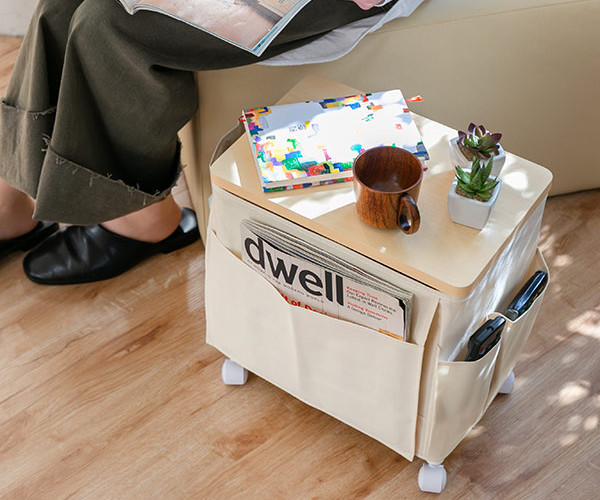 サイドテーブル 高さ37.7cm 収納付き 天板付き キャスター付き サイド