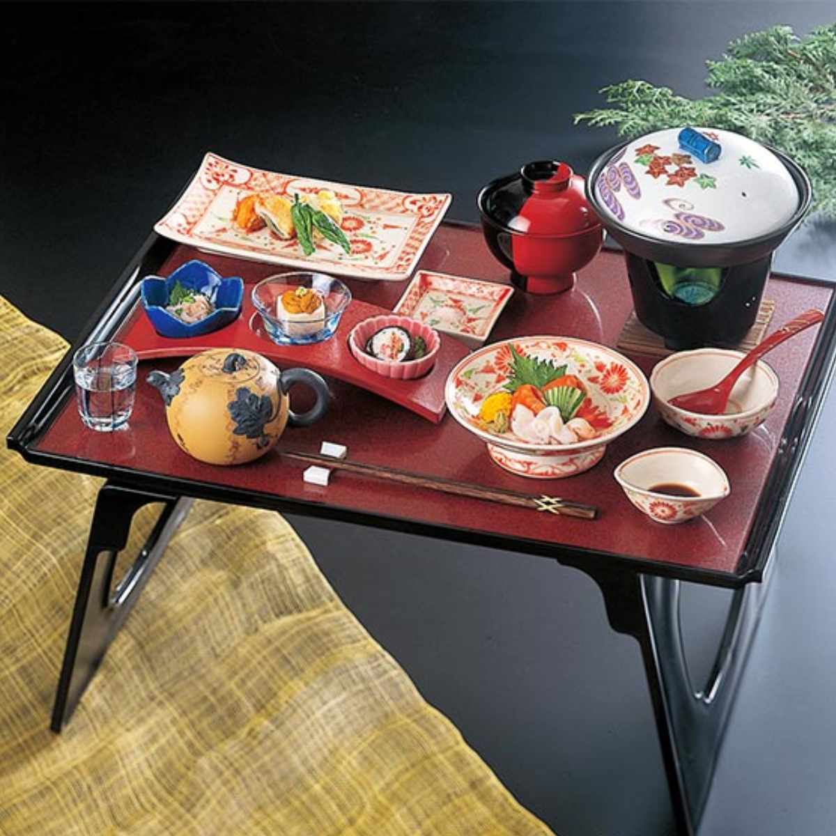 福井クラフト お膳 宗和膳 セット 片面タイプ 足付 ウルミタタキ 天黒