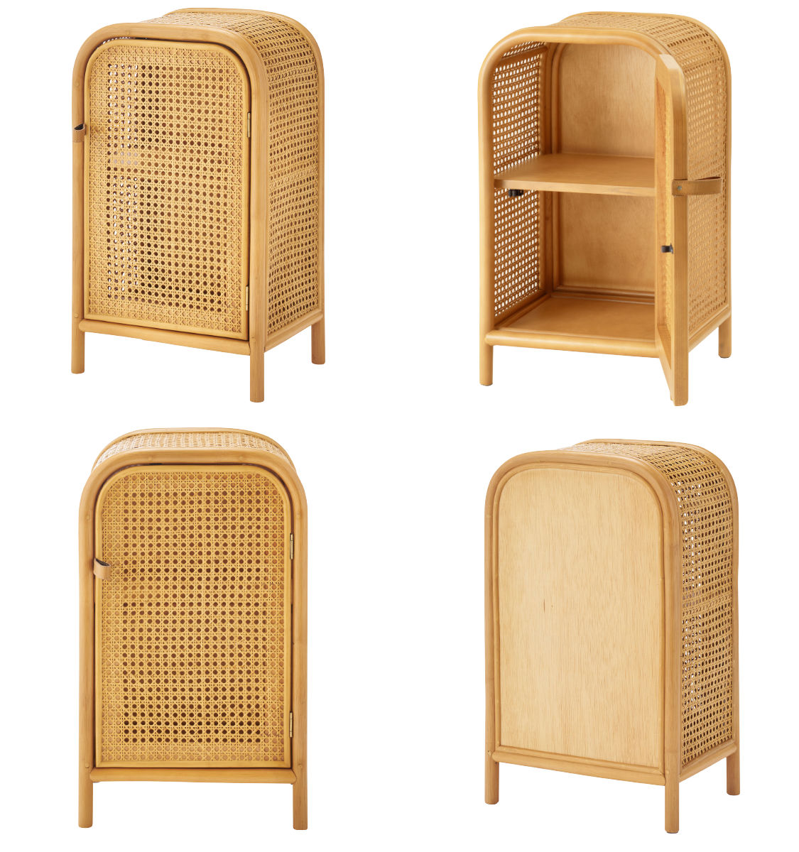 東谷 ラタン キャビネット 幅36cm 2段 かごめ編み （ 収納 棚 扉付き