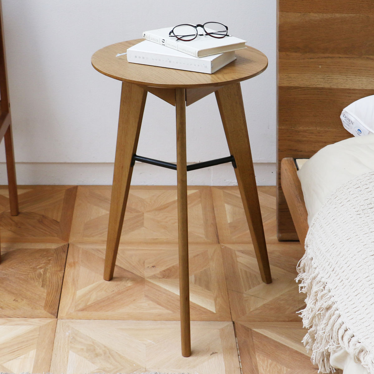 サイドテーブル 円型 直径38cm 高さ59cm ソフトヴィンテージ風 Rasic