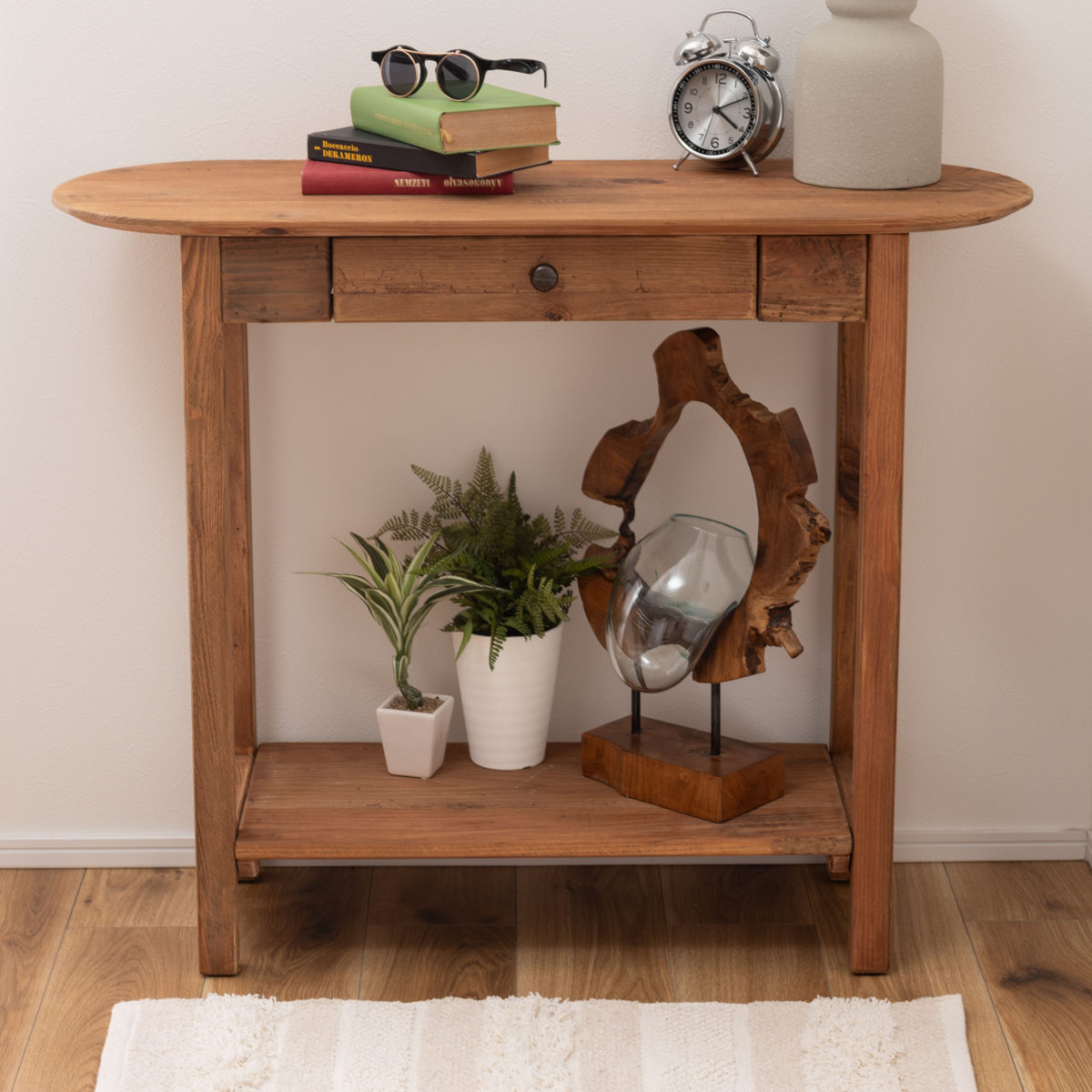 1109 ヴィンテージ ラワンの袖机 サイドテーブル 収納棚 引き出し