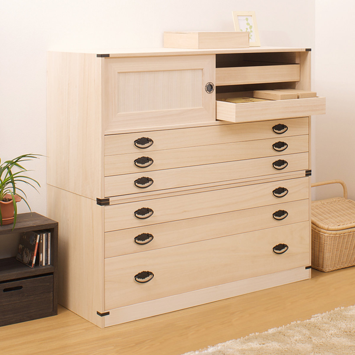 桐タンス 6段 引き戸タイプ 着物用 幅99 高さ98cm （ 桐たんす 桐