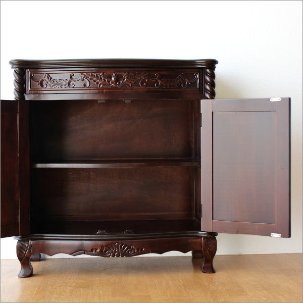 アンティーク 家具 サイドボード 収納家具 電話台 FAX台 猫脚 完成品