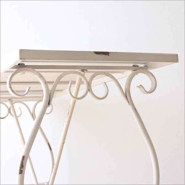 ガーデンテーブル 作業台 アンティーク アイアン 白 ホワイト 花台