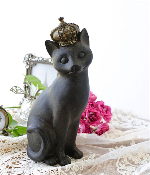 時代 アンティーク 黒猫 眠り猫 置物 レトロ 古道具 縁起物 猫 ねこ