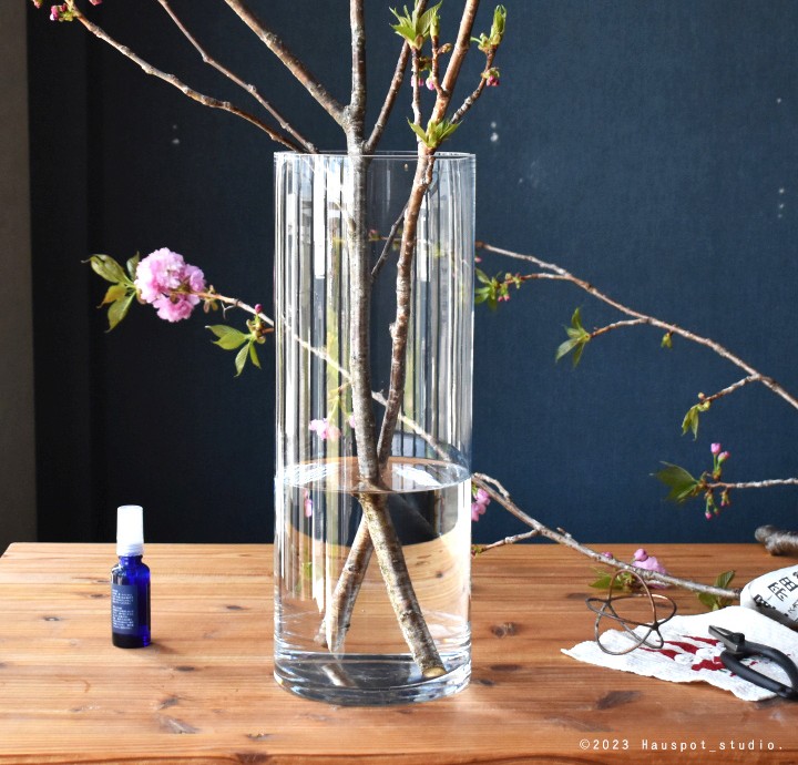 ガラスベース 枝物 円柱 丸型シリンダーベース model 1540サイズ：直径