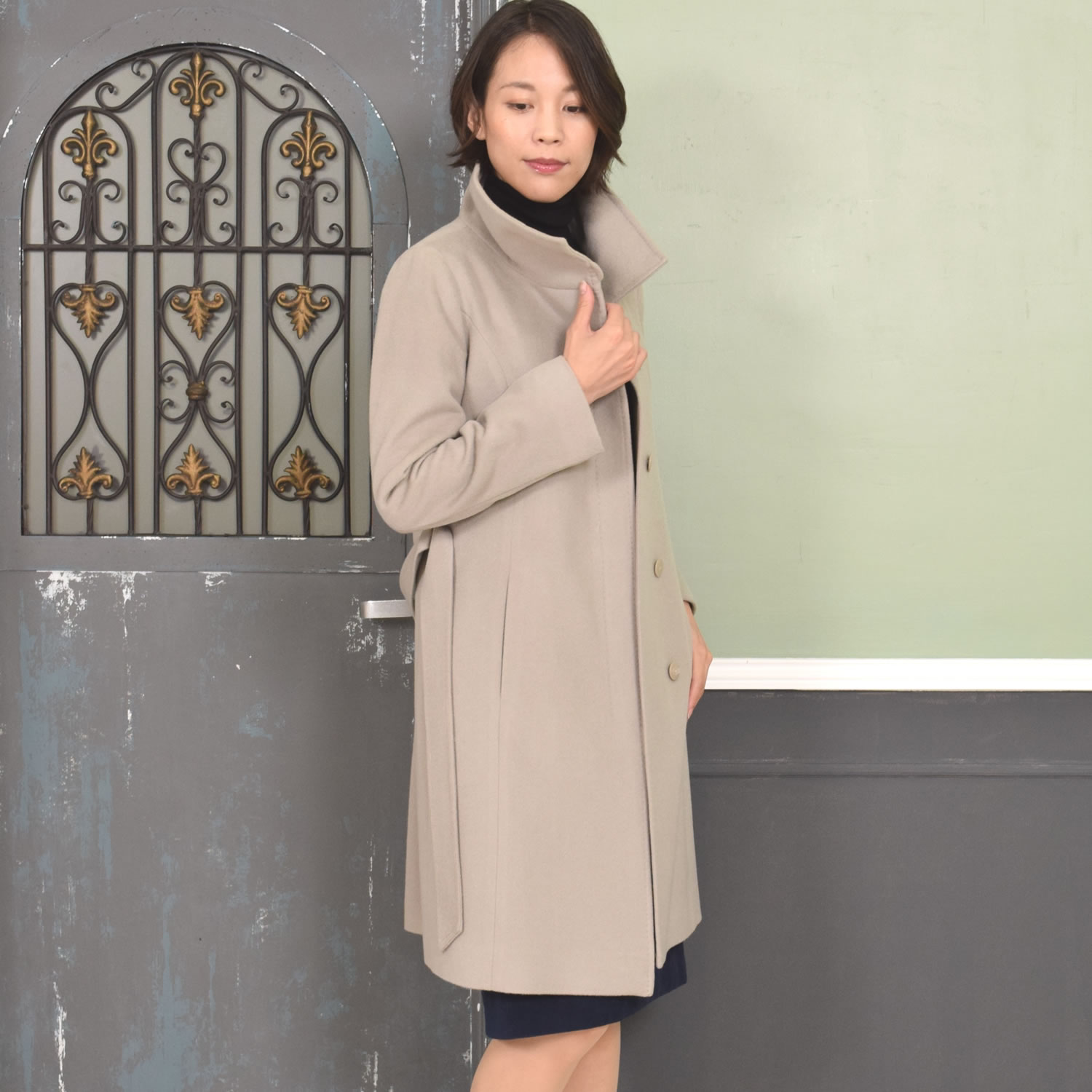 コート レディース スタンドコート カシミヤ 100％ カシミア スタンド