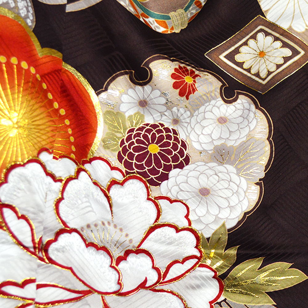 京友禅 正絹 振袖 ブラウン 成人式 ふりそで 購入 販売 : 部坂呉服店