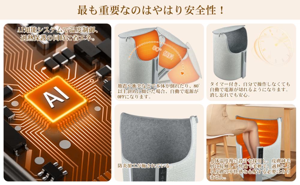 パネルヒーター 遠赤外線 デスクヒーター 速暖 6段階温度調節 足元