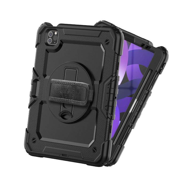 iPad ケース 耐衝撃 case ハンドバンド 回転 ペンホルダー付き
