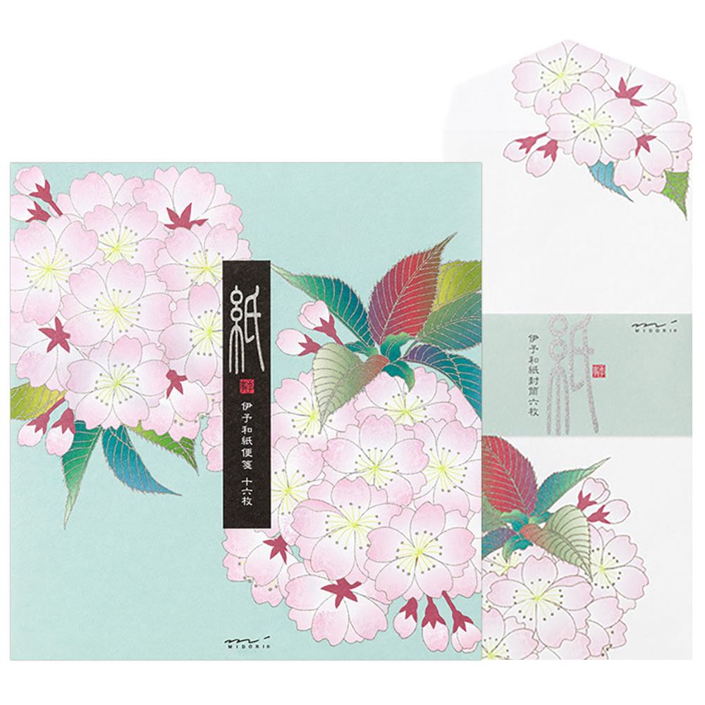 レターセット 春柄 シルク 鞠桜柄 2柄 87161/87162 （14） 便箋16枚（2