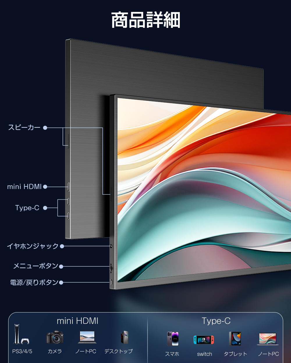 最大144Hz 18インチ 2K】 モバイルモニター ゲーミングモニター