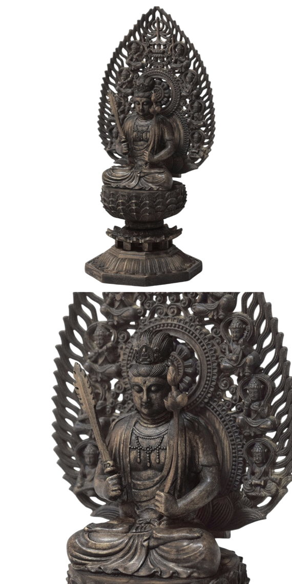 木彫り 仏像 虚空蔵菩薩 座像 仏教美術 置物 フィギュア 虚空蔵菩薩像