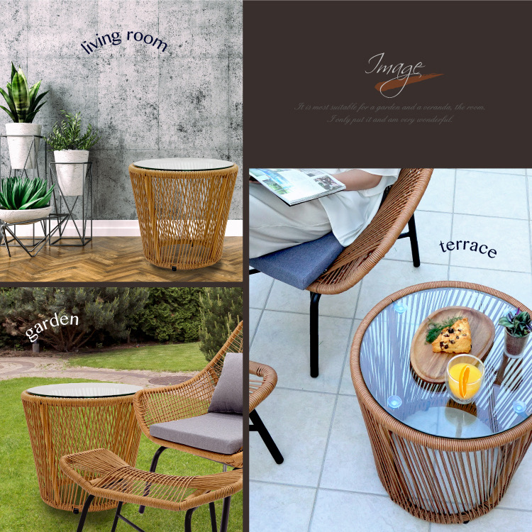 サイドテーブル ガラステーブル ※オットマン付きラウンジチェア用