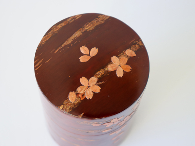 角館 伝四郎 桜皮細工 総皮茶筒 大 散花 : 雑貨のお店セレクト