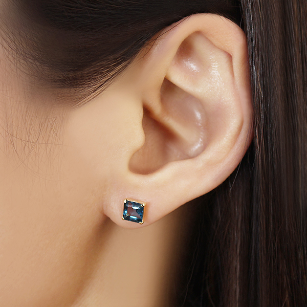 ピアス ロンドンブルートパーズ k18 18k 18金 イエローゴールド メンズ