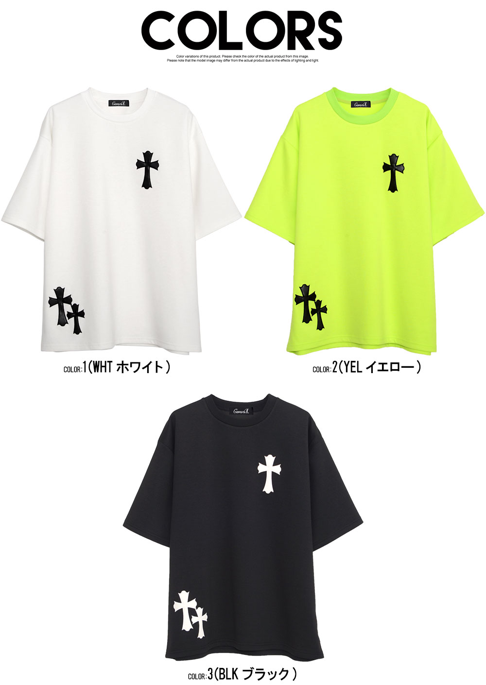 CavariA（キャバリア） Tシャツ メンズ 半袖 ブランド 十字架 ワッペン