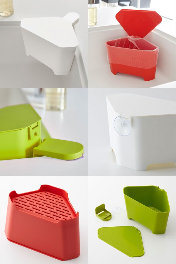 三角コーナー おしゃれ / 浮かせるフタ付き三角コーナー アクア AQUA