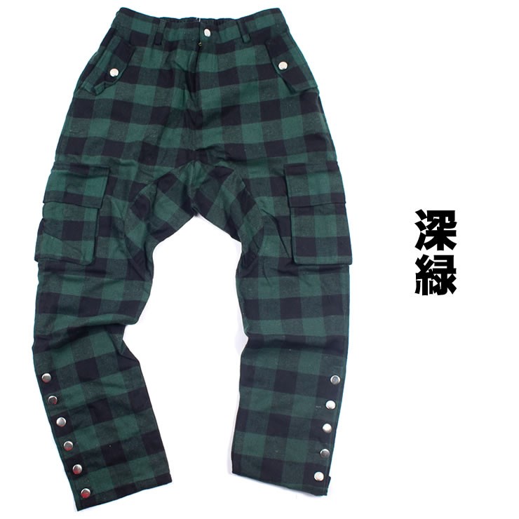 サルエルパンツ メンズ サルエル チェック B024 : スピードオレンジ