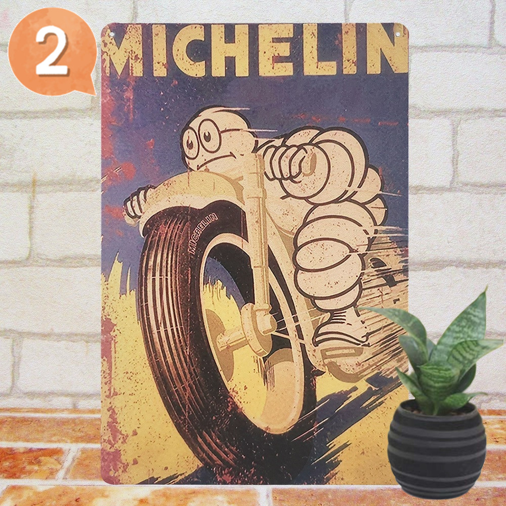 ブリキ看板 ガレージ ミシュランマン アメリカン雑貨 アートパネル 車