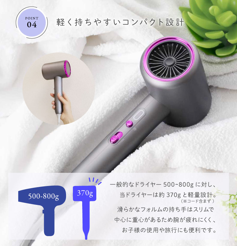 ドライヤー ミニ 大風量 マイナスイオン 軽量 速乾 軽い ヘアケア