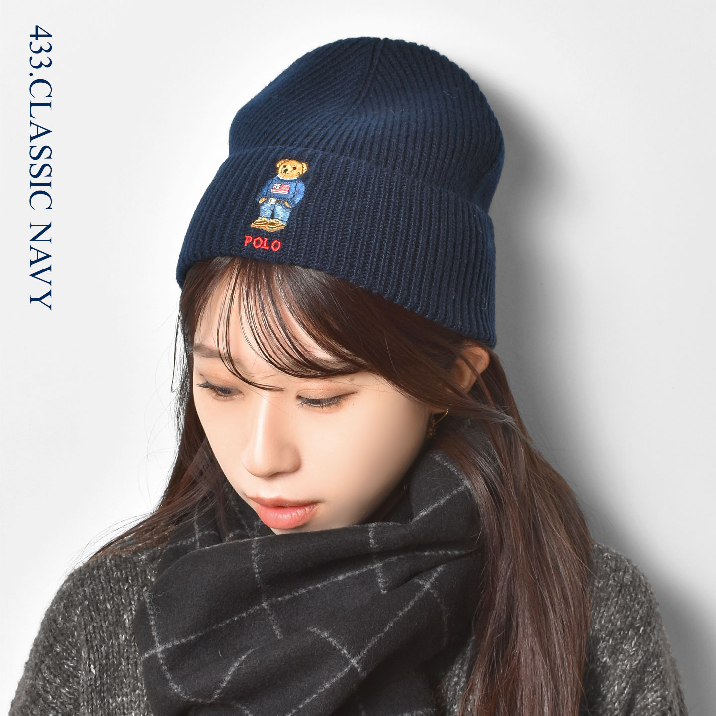 minさま ポロベア ハスキー ニットキャップ minさま ポロベア ハスキー