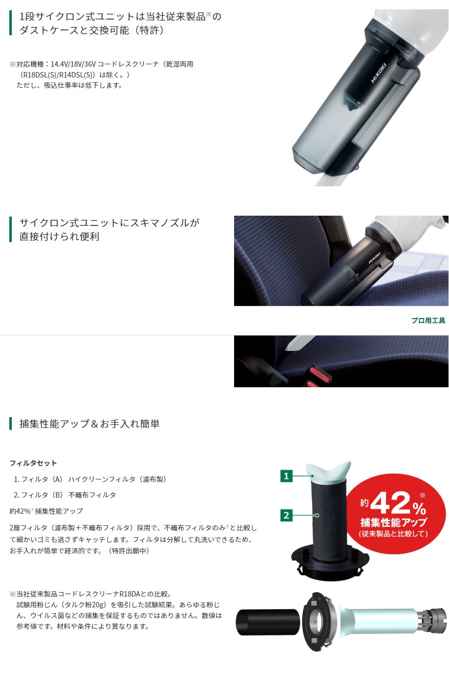 HiKOKI（ハイコーキ） 18V 1段サイクロン式コードレスクリーナ R18DC(S