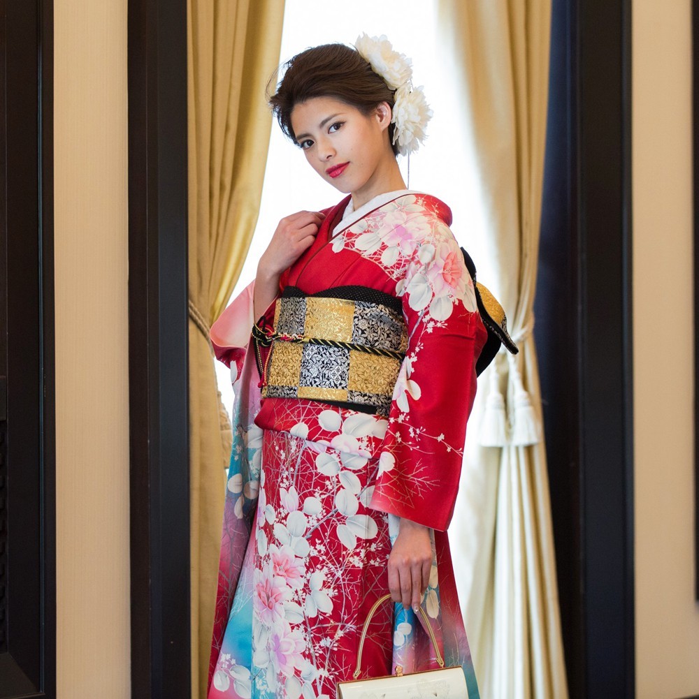 高級正絹 振袖レンタル 送料無料 FS-035 赤系 振袖 成人式 レンタル