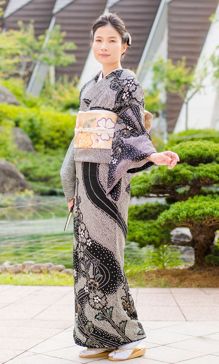 レンタル フルセット 高級正絹 訪問着 HO-MI106 総絞り 菊 桜 結婚式